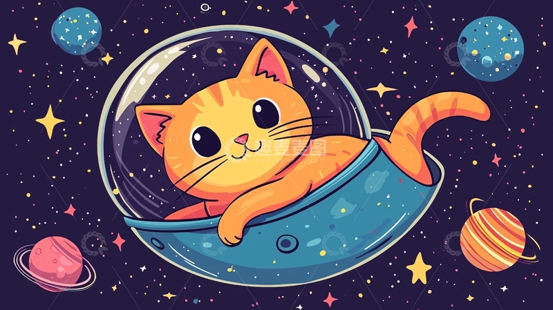 高清大图下载【趣麦麦图】太空猫咪