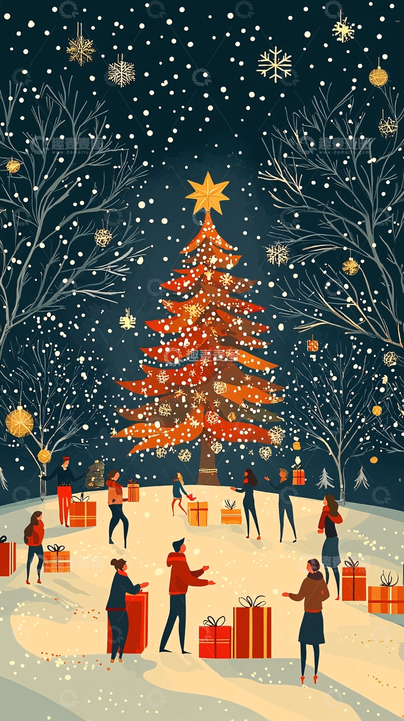 高清大图下载【趣麦麦图】圣诞夜雪景