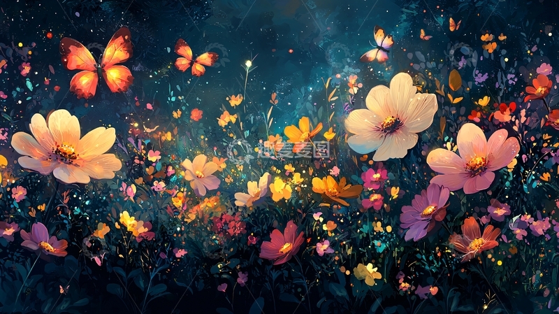 高清大图下载【趣麦麦图】梦幻萤火花海