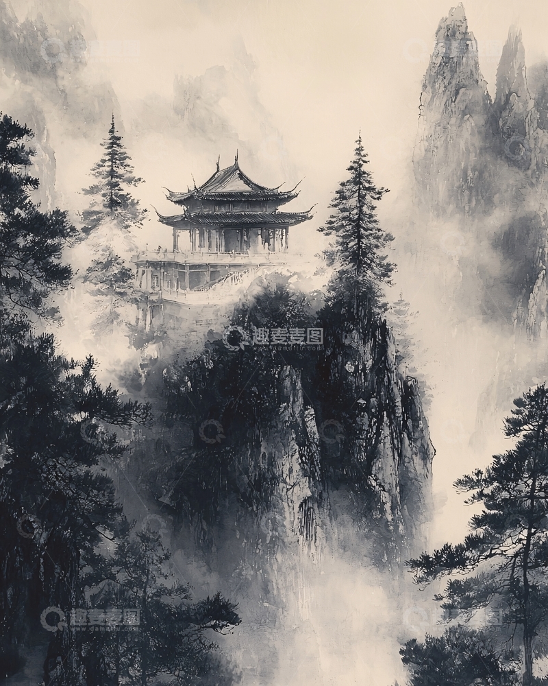 高清大图下载【趣麦麦图】山顶古寺