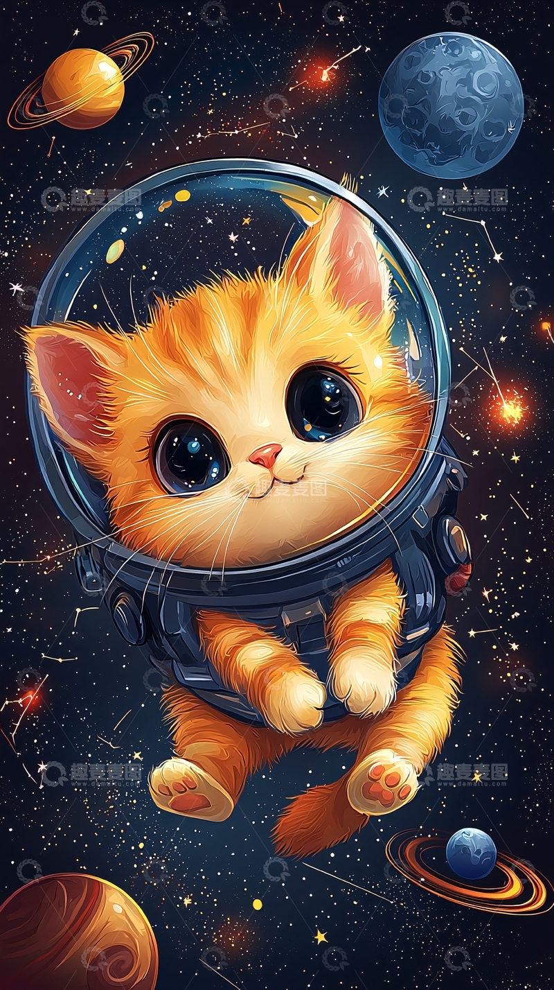 高清大图下载【趣麦麦图】太空猫咪