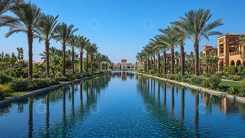 高清大图下载【趣麦麦图】棕榈树泳池度假胜地