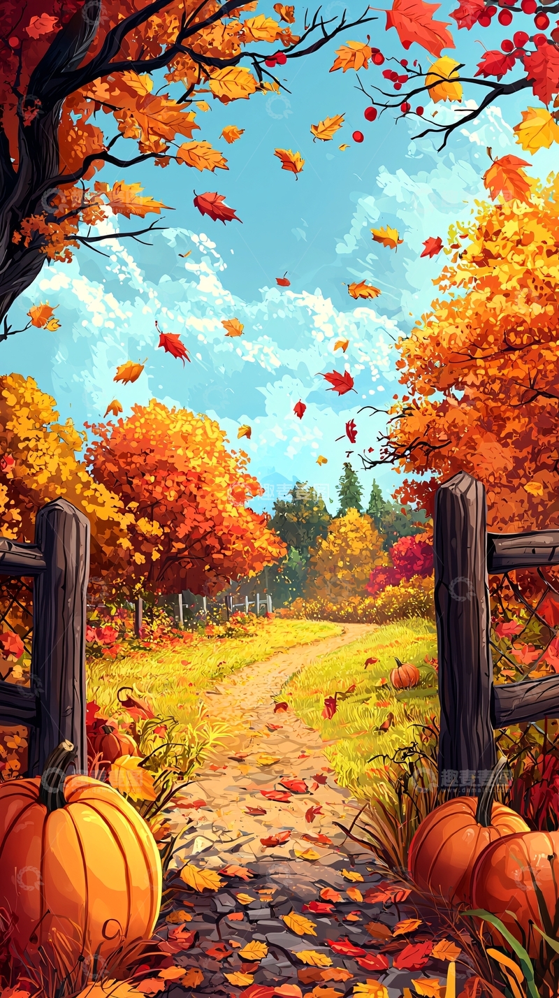 高清大图下载【趣麦麦图】秋日田园小路