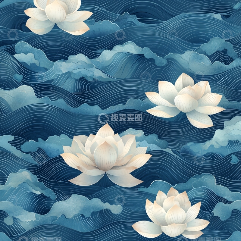 高清大图下载【趣麦麦图】水墨莲花9