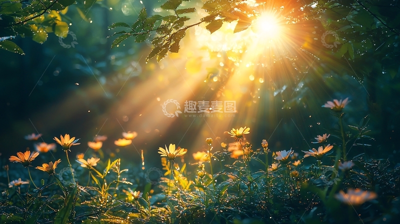 高清大图下载【趣麦麦图】森林阳光花海