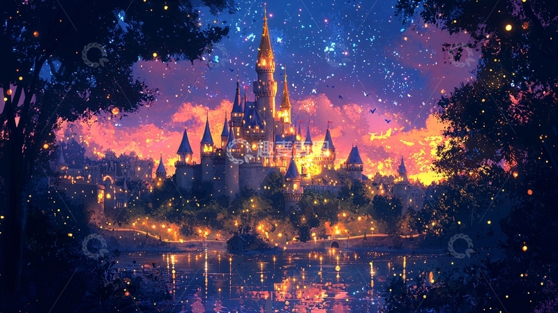 高清大图下载【趣麦麦图】梦幻城堡夜景