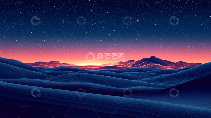 高清大图下载【趣麦麦图】星空下的山脉