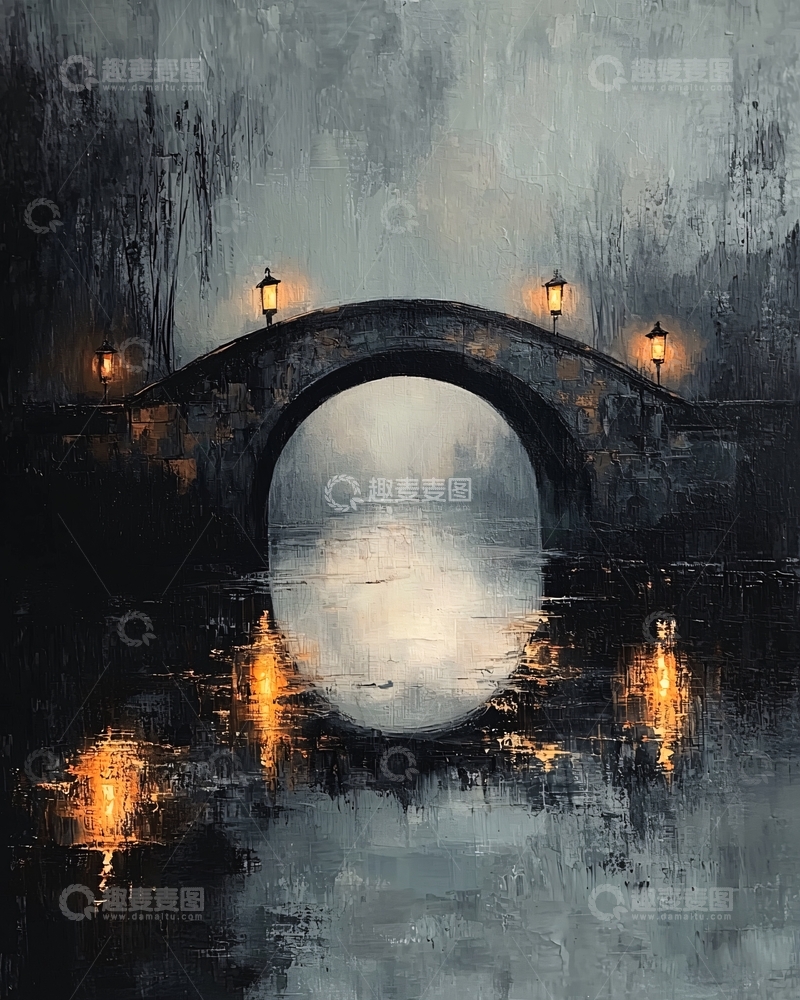 高清大图下载【趣麦麦图】古桥夜景