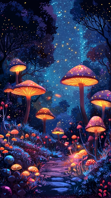 夜光蘑菇森林梦幻小路