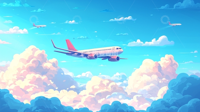 高清大图下载【趣麦麦图】飞机飞过云层