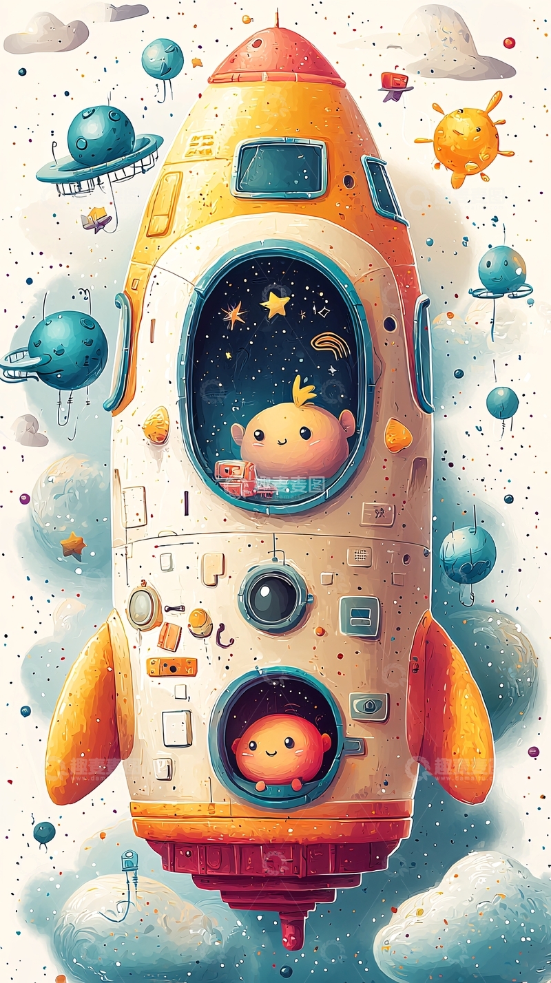 高清大图下载【趣麦麦图】卡通火箭