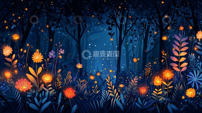 高清大图下载【趣麦麦图】萤火虫森林30