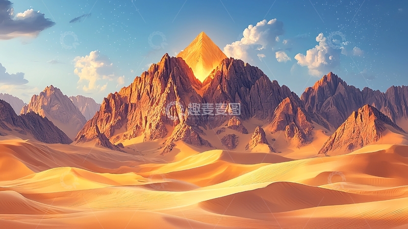 高清大图下载【趣麦麦图】沙漠金字塔山峰