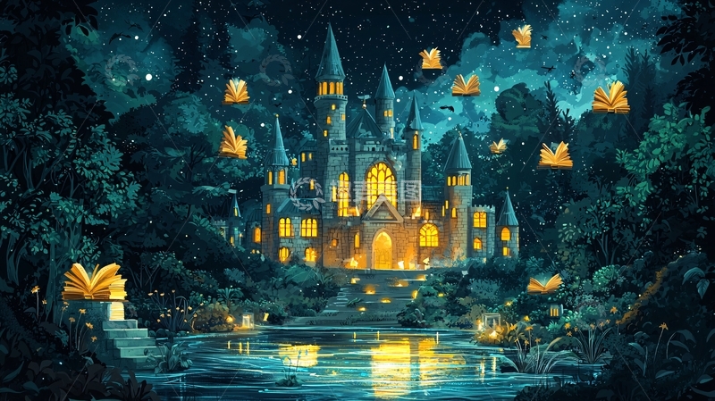 高清大图下载【趣麦麦图】夜晚城堡