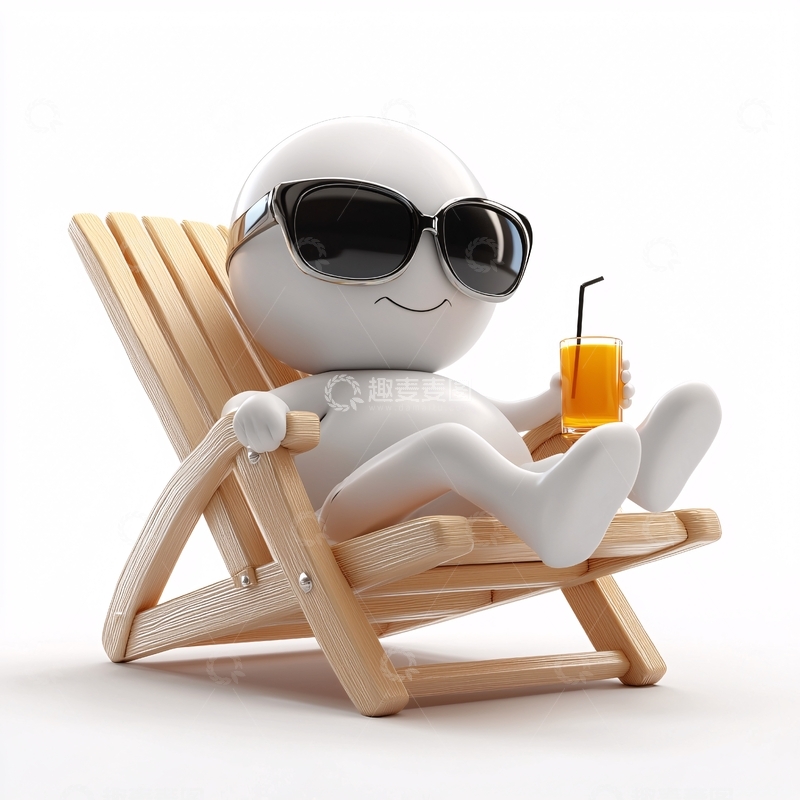 高清大图下载【趣麦麦图】沙滩椅上的卡通人物