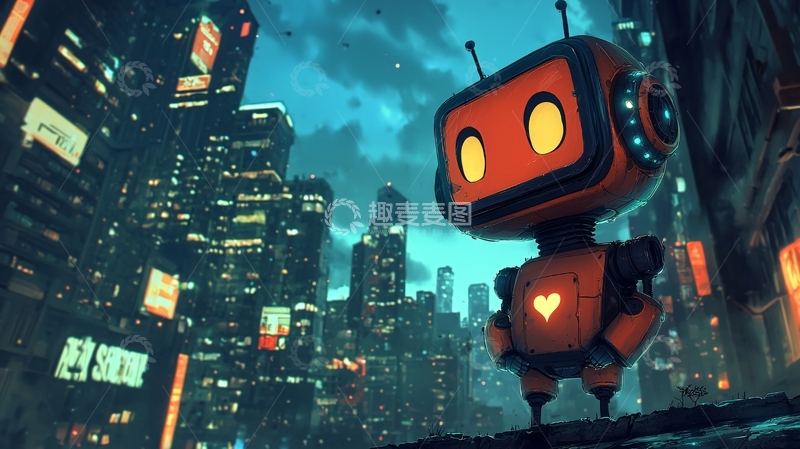 高清大图下载【趣麦麦图】复古机器人