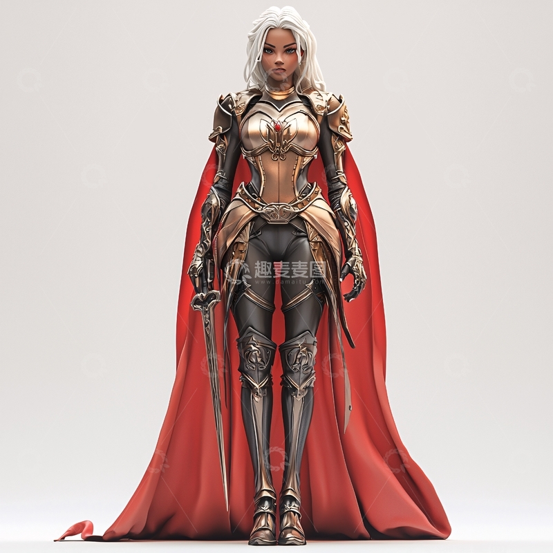 高清大图下载【趣麦麦图】白发女战士