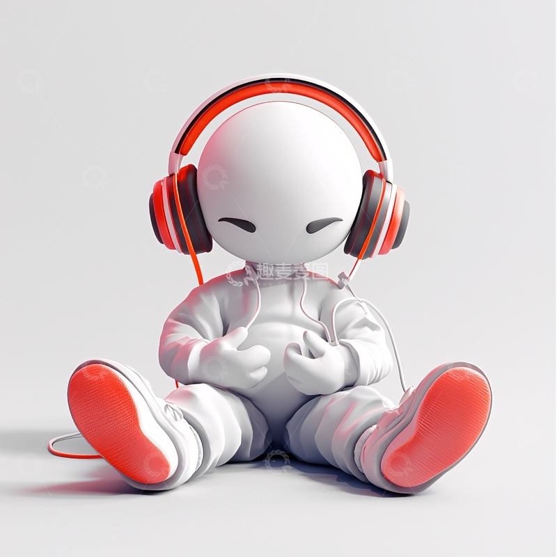 高清大图下载【趣麦麦图】卡通小人听音乐