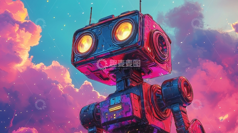 高清大图下载【趣麦麦图】复古机器人
