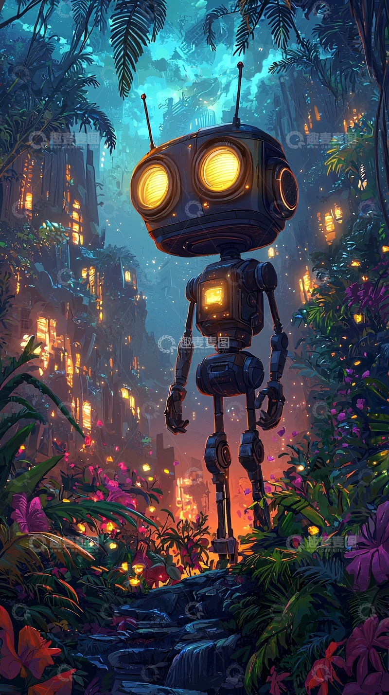 高清大图下载【趣麦麦图】复古机器人