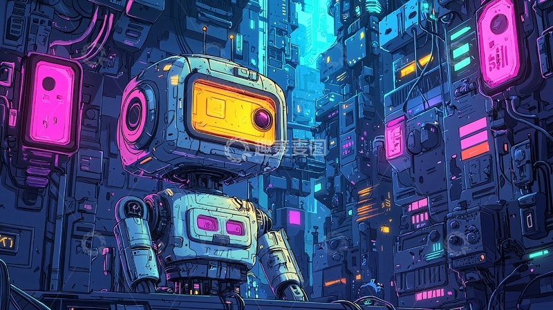 高清大图下载【趣麦麦图】复古机器人