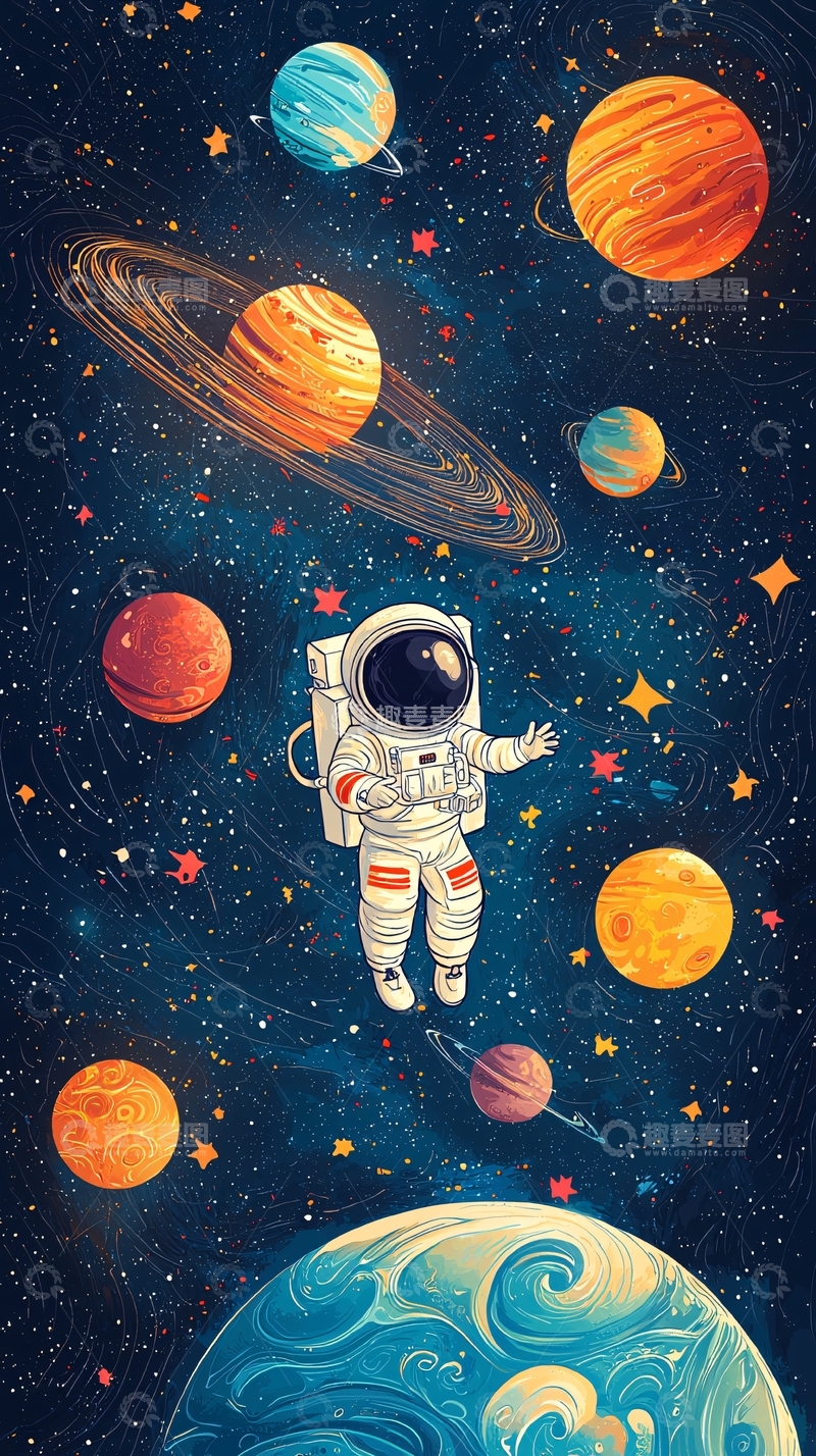 高清大图下载【趣麦麦图】宇航员在太空漂浮