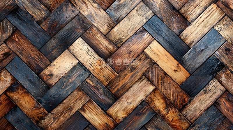 高清大图下载【趣麦麦图】深色木纹人字拼地板