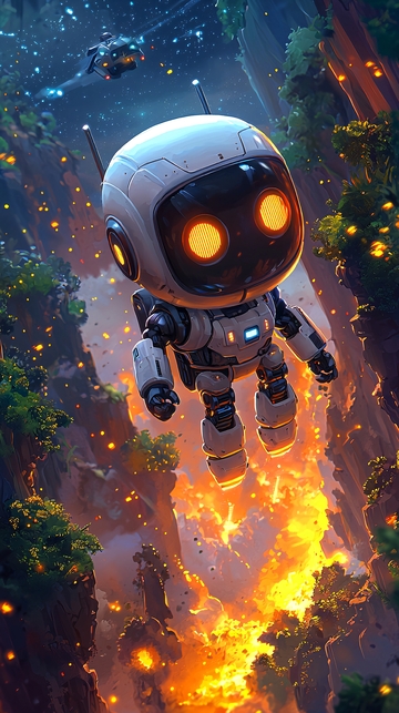 悬浮的可爱小机器人