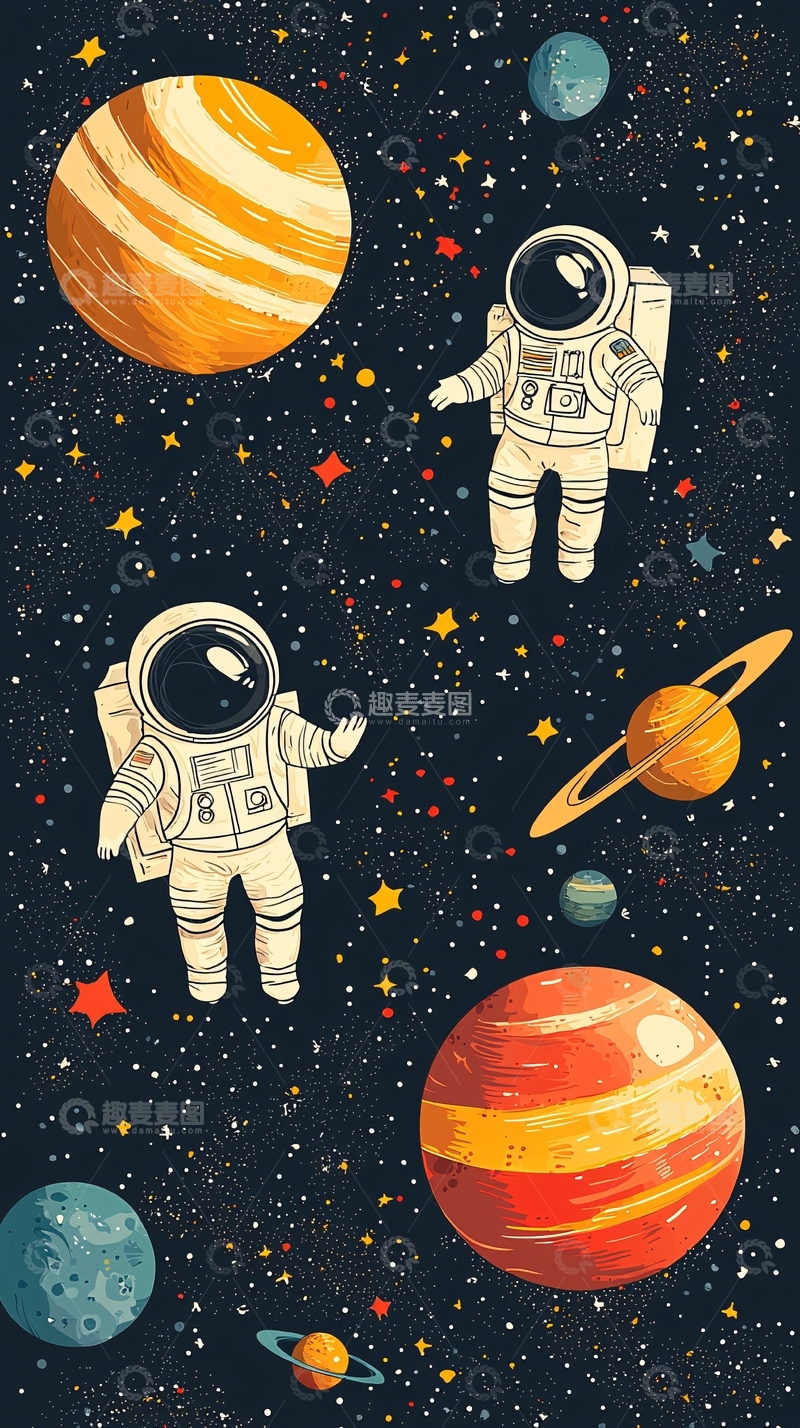 高清大图下载【趣麦麦图】太空宇航员和星球