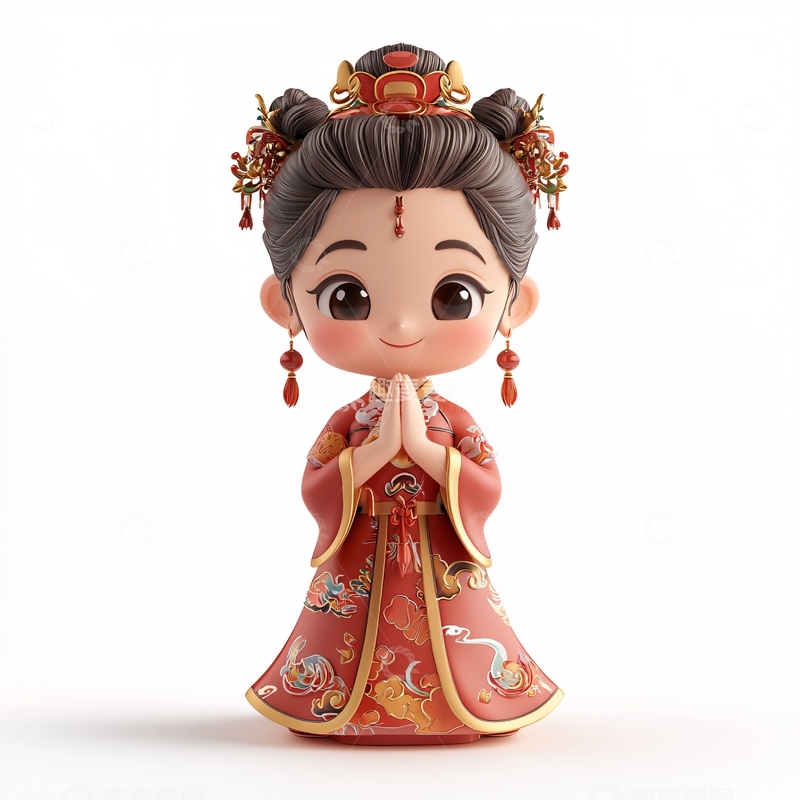 高清大图下载【趣麦麦图】中式卡通新娘