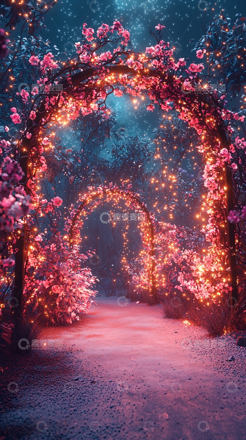 高清大图下载【趣麦麦图】梦幻花路灯拱门
