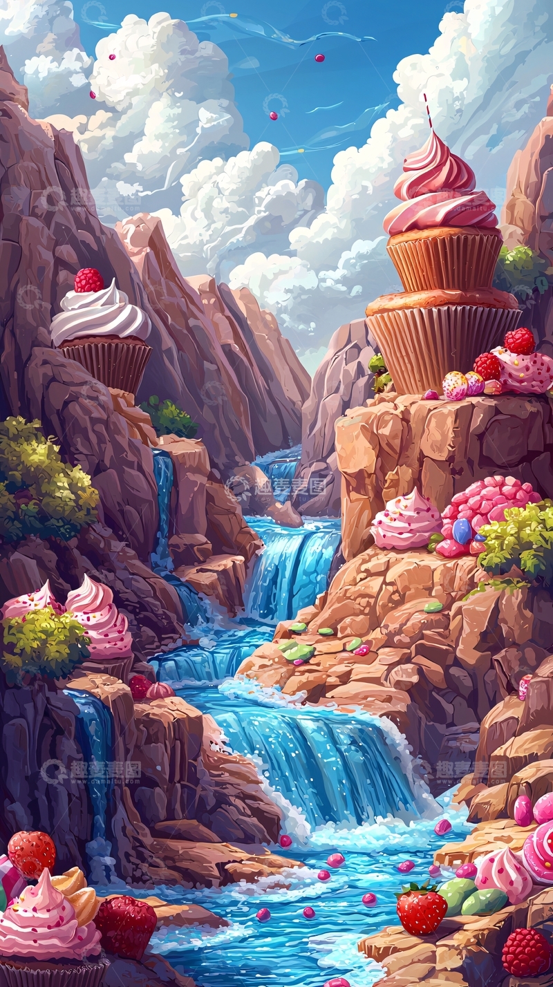 高清大图下载【趣麦麦图】梦幻蛋糕峡谷