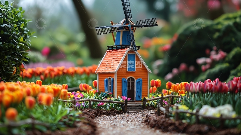 高清大图下载【趣麦麦图】微型风车小屋