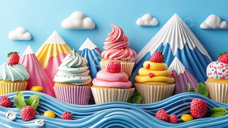 高清大图下载【趣麦麦图】彩色山峰蛋糕