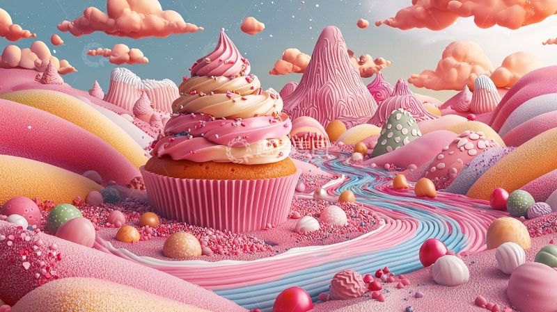 高清大图下载【趣麦麦图】梦幻甜点山丘