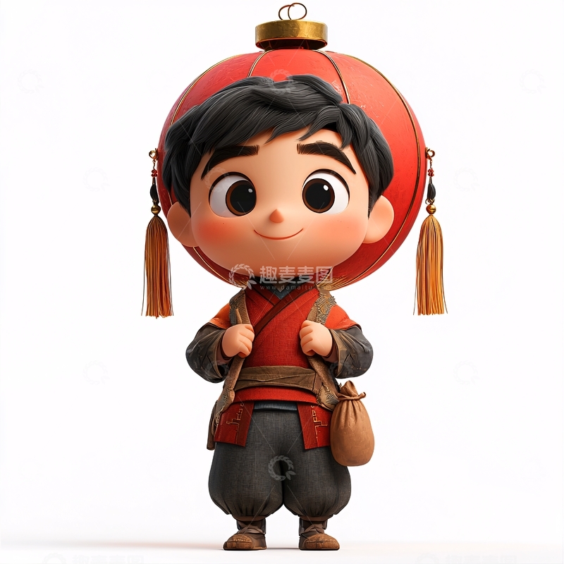 高清大图下载【趣麦麦图】卡通中国男孩