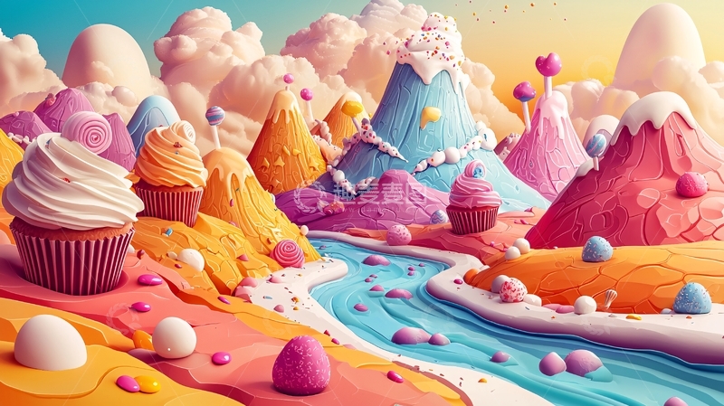 高清大图下载【趣麦麦图】梦幻糖果山丘