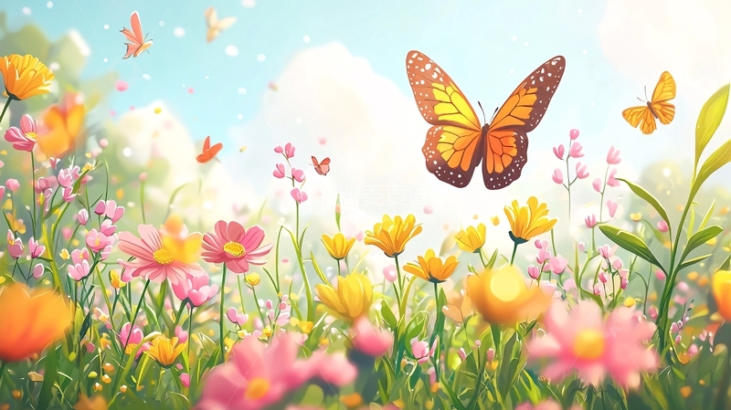 高清大图下载【趣麦麦图】春天蝴蝶花海