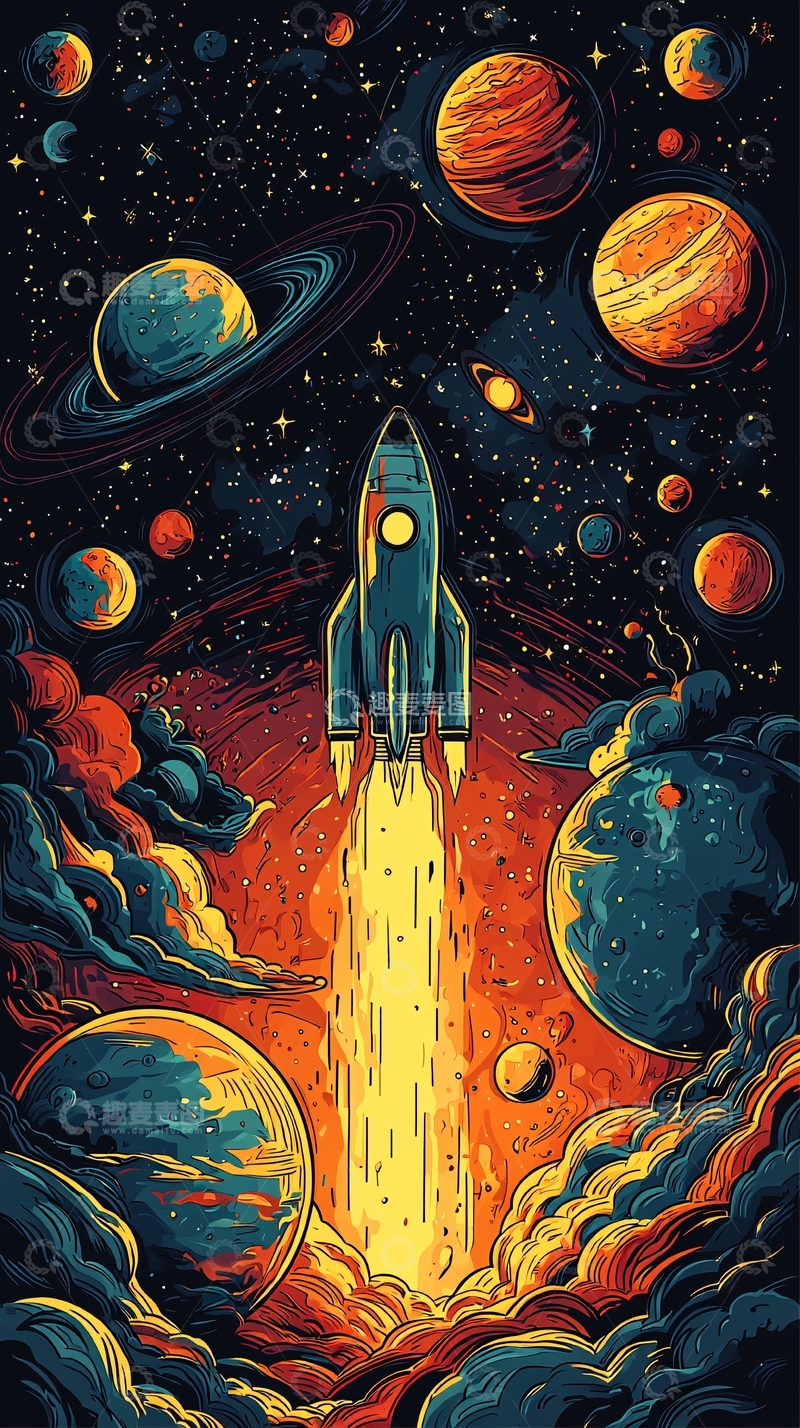 高清大图下载【趣麦麦图】宇宙飞船发射