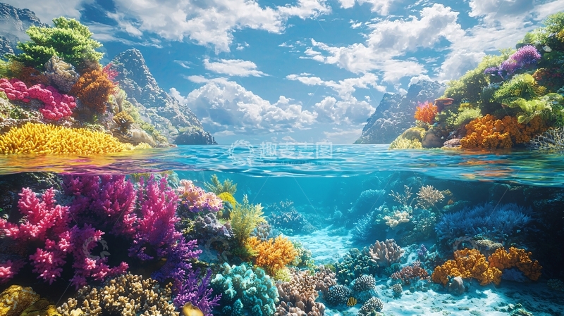 高清大图下载【趣麦麦图】色彩斑斓的珊瑚礁海洋