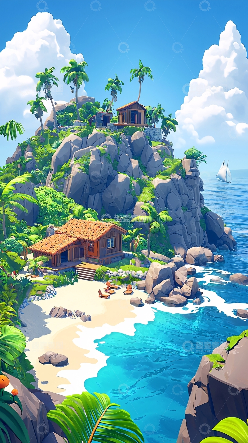 高清大图下载【趣麦麦图】热带海岛度假村
