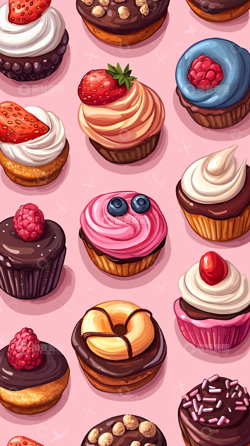 高清大图下载【趣麦麦图】卡通甜点