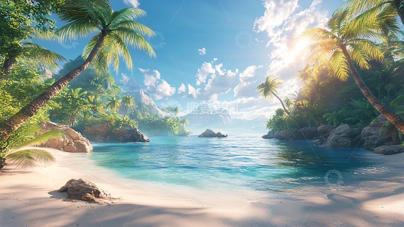 高清大图下载【趣麦麦图】阳光沙滩椰树海景