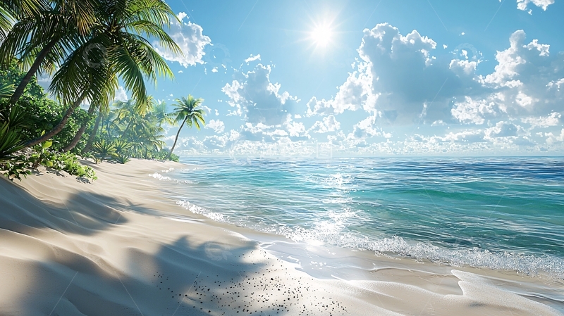 高清大图下载【趣麦麦图】阳光沙滩椰树海景