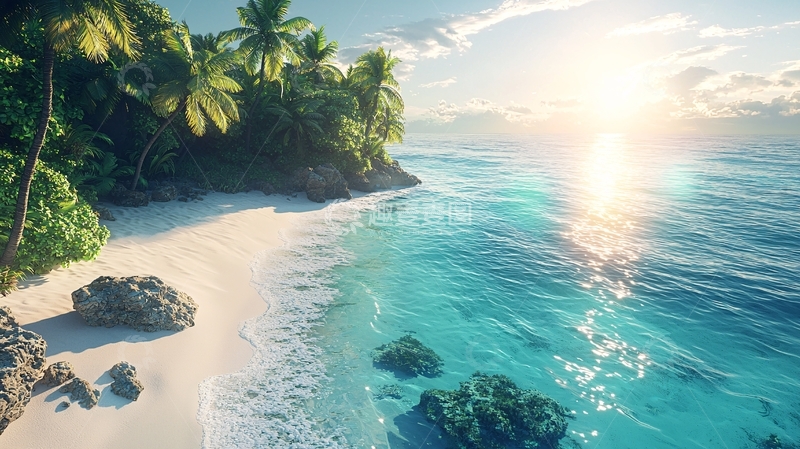 高清大图下载【趣麦麦图】热带海滩落日景色