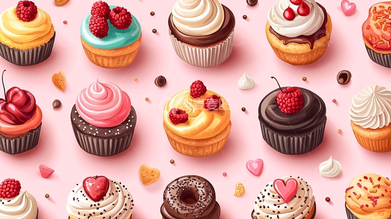 高清大图下载【趣麦麦图】美味纸杯蛋糕图案
