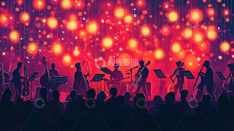 高清大图下载【趣麦麦图】梦幻舞台灯光乐队演出