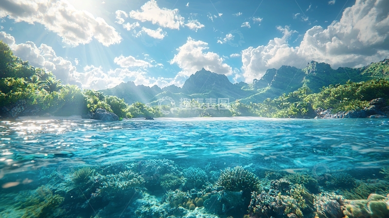 高清大图下载【趣麦麦图】阳光明媚的海岛风光