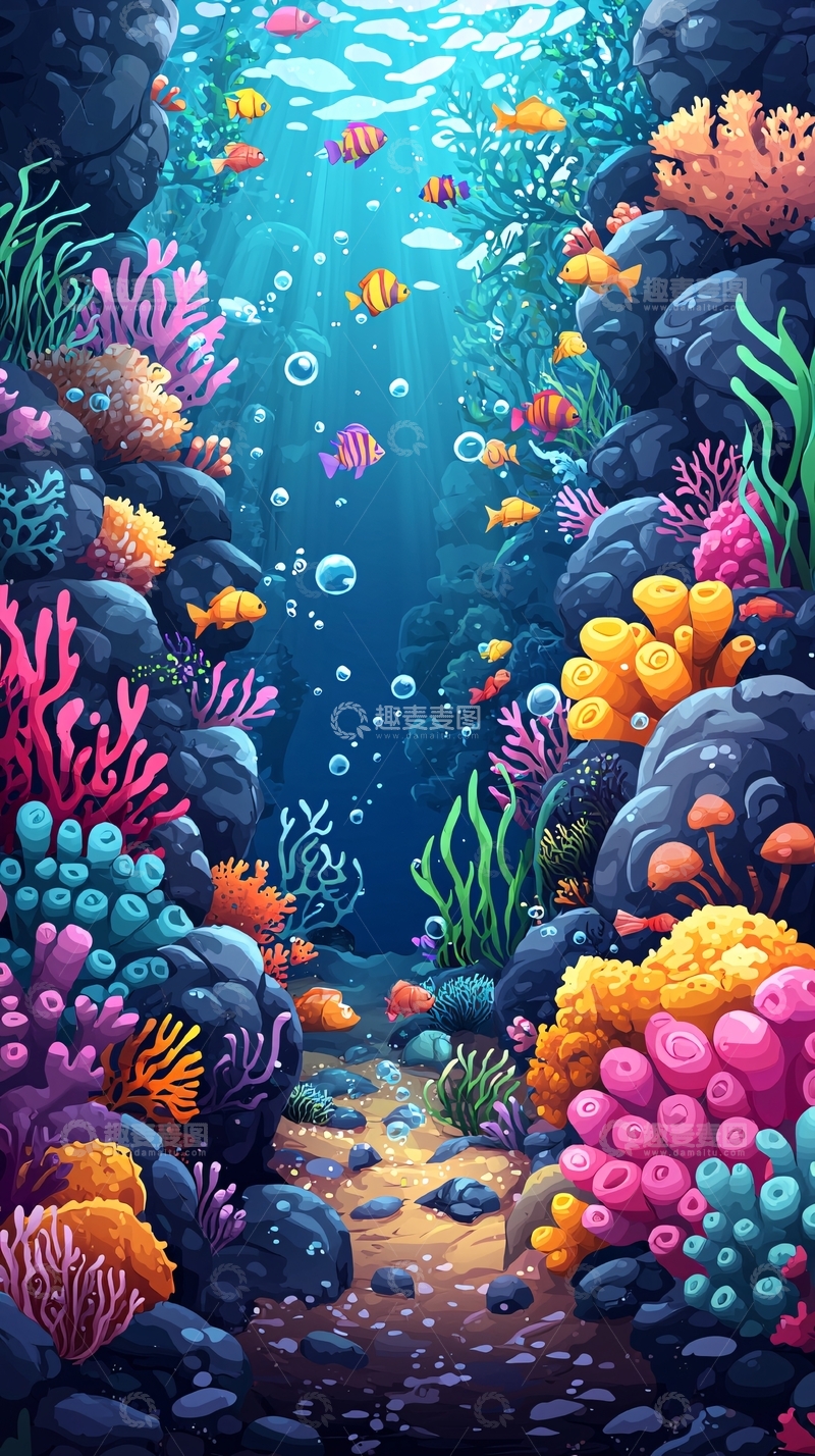 高清大图下载【趣麦麦图】海底珊瑚礁景观