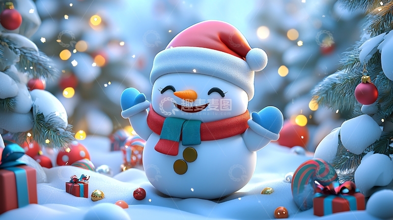 高清大图下载【趣麦麦图】圣诞雪人